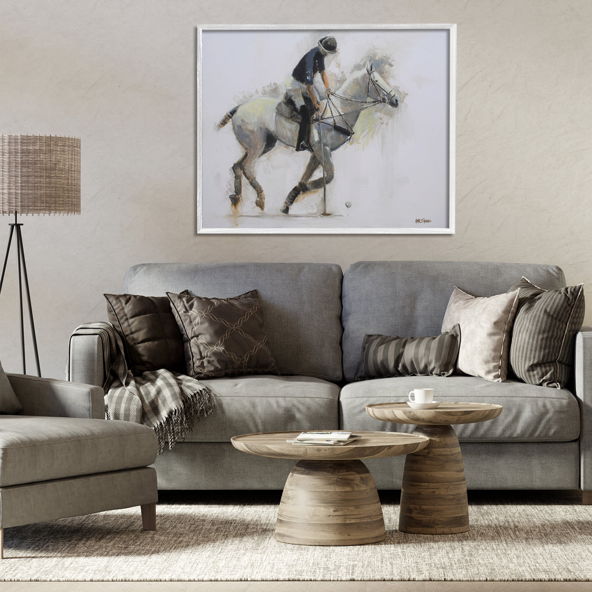 Stupell Industries Polo Rider in Motion White Framed Giclee Art, design by Jadei Graphics