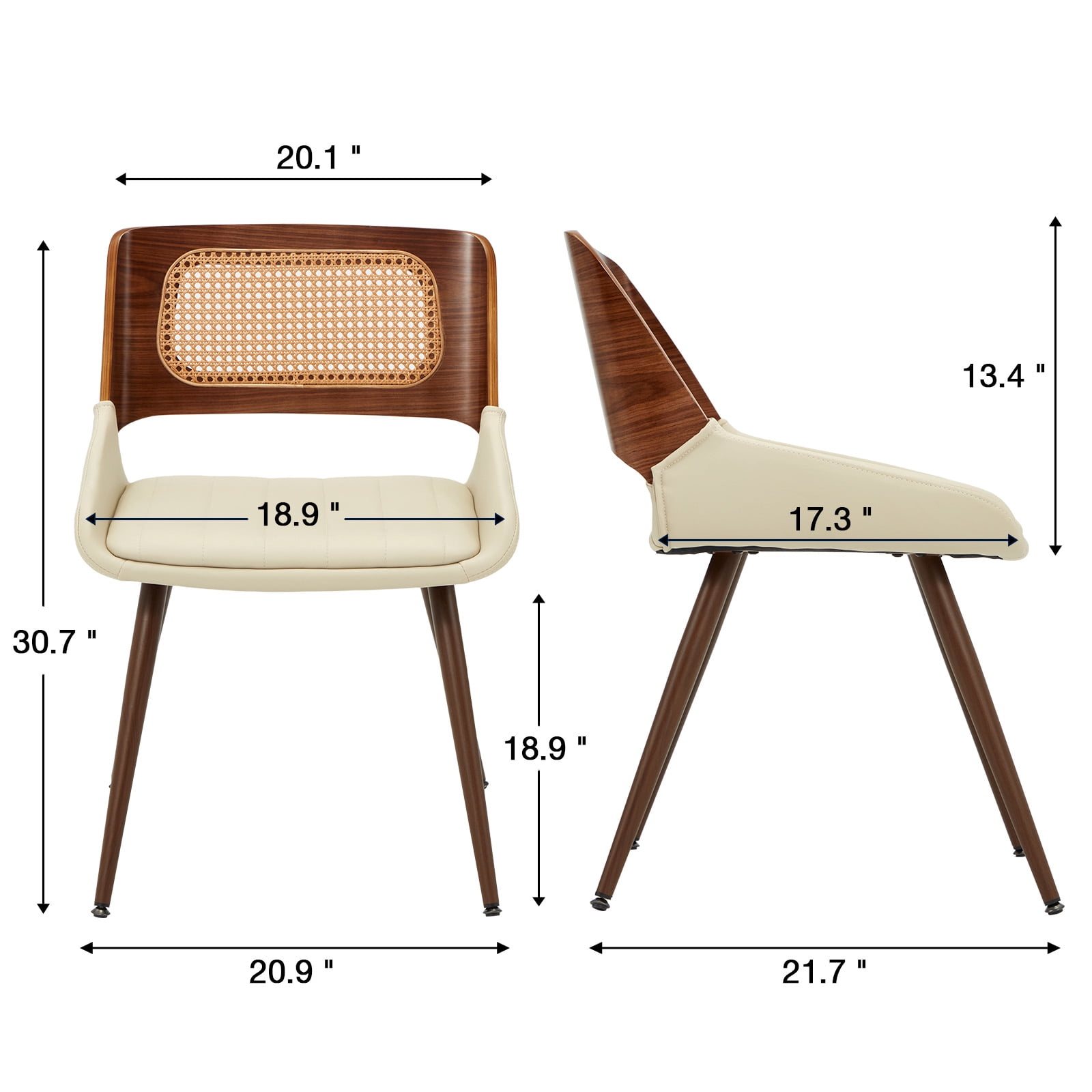 AVAWING Mid Century Modern Dining Chairs Set of 6, Accent Bentwood Chairs for Kitchen, Beige