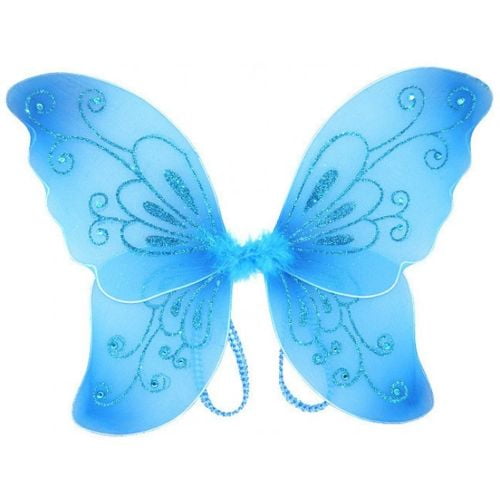 Sparkling Blue Fantasy Butterfly Fairy Wings Tinkerbell Womens Costume ...