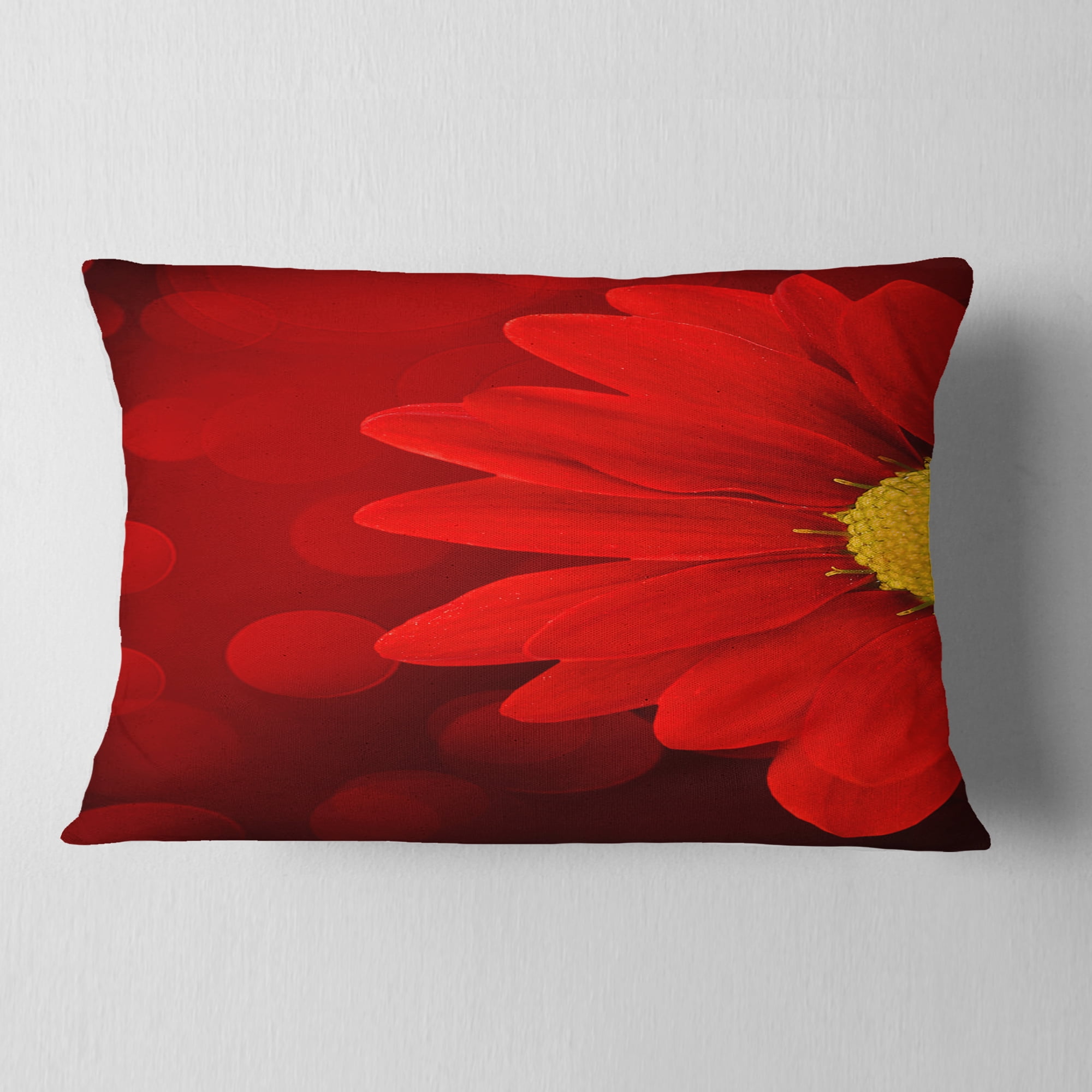 Designart Red Flower with Lit up Background - Floral Throw Pillow - 12x20