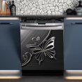 thumbnail image 2 of Butterfly Stainless Steel Sticker for Appliances,Minimalist Style Refrigerator Wrap,Engraved Butterfly Dark Pattern Dishwasher Magnets Decorative Cover,Stainless Steel Contact Paper Kitchen Decor, 2 of 7
