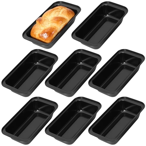 8 Pcs Non-Stick Loaf Pan Set,Long-Lasting 9.8 x 5.1 x 2 in Pre-Seasoned Carbon Steel Bread Pan Set,Professional Baking Toast Mould for Homemade Bread,Cakes, and Pastries, Kitchen Essential in Black