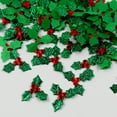 thumbnail image 3 of Visland 100pcs Christmas Clover Decoration, Mini Triple Leaf Holly Berries Embellishments Tree Ornaments Decor for Holiday Xmas Arrangement Gift Tag and Card Making (3cm/5cm), 3 of 8