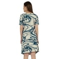 thumbnail image 5 of Moomaya Cotton Jersey Printed Midi Dress For Women V-Neck Summer Short Sleeves Knee Length Dress, 5 of 7