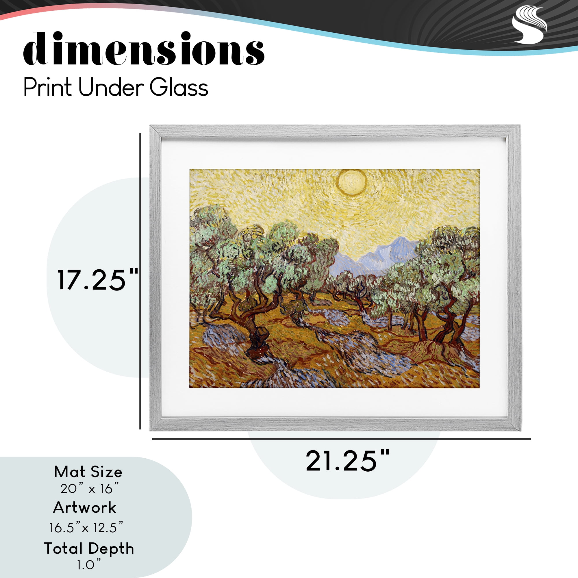 Stupell Industries Olive Trees Van Gogh Gray Framed Print Under Glass, design by Vincent Van Gogh