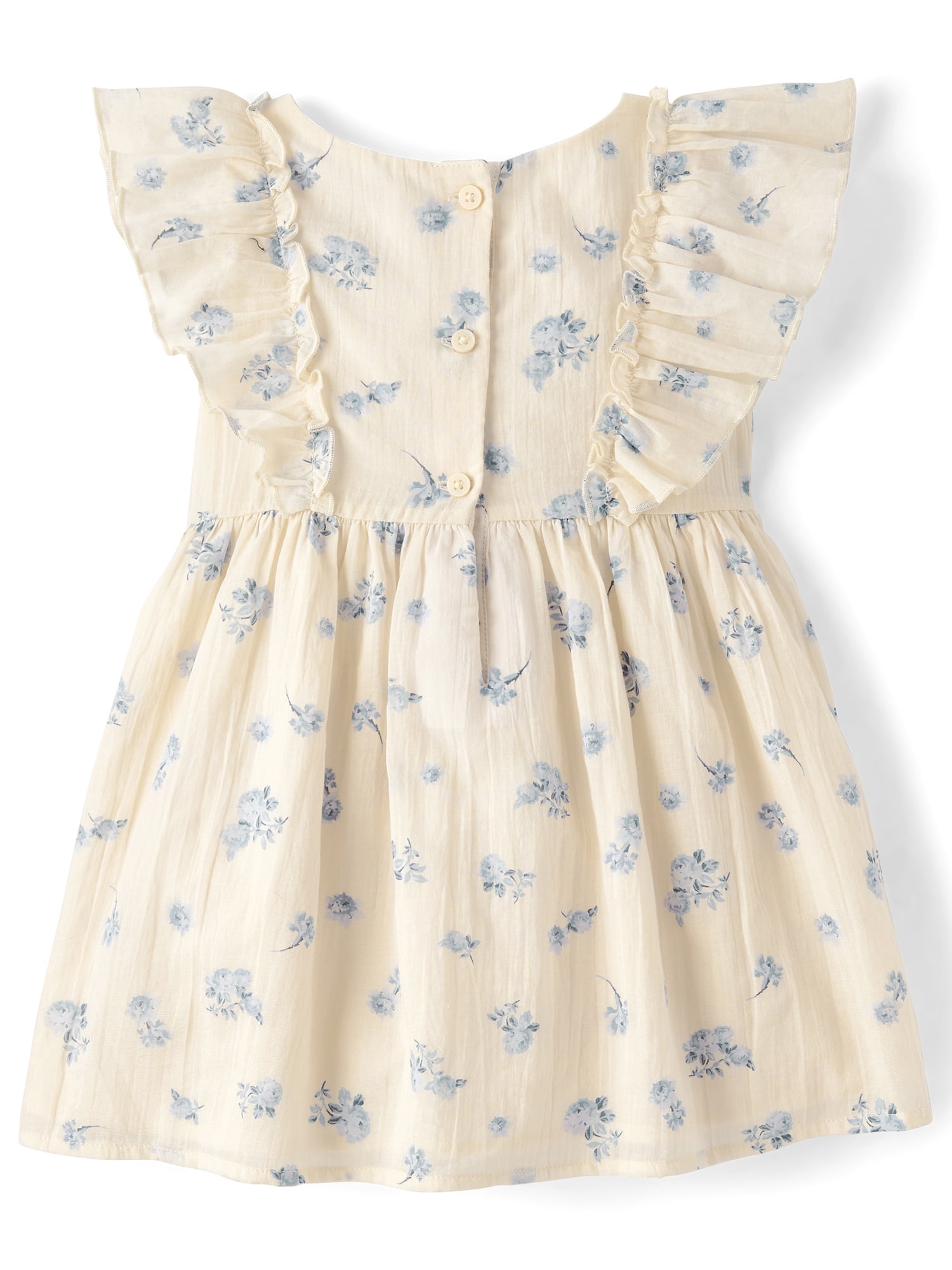 The Children's Place Baby And Toddler Girls Short Sleeve Floral Textured Flutter Dress, Sizes 6M-5T