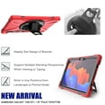 thumbnail image 6 of Dteck Rugged Case For Samsung Galaxy Tab S7 Plus 12.4-inch SM-T970 T975 T976, Heavy Duty Three Layer Rugged Hybrid Shockproof Case with 360 Rotating Stand / Hand Strap, Red, 6 of 7