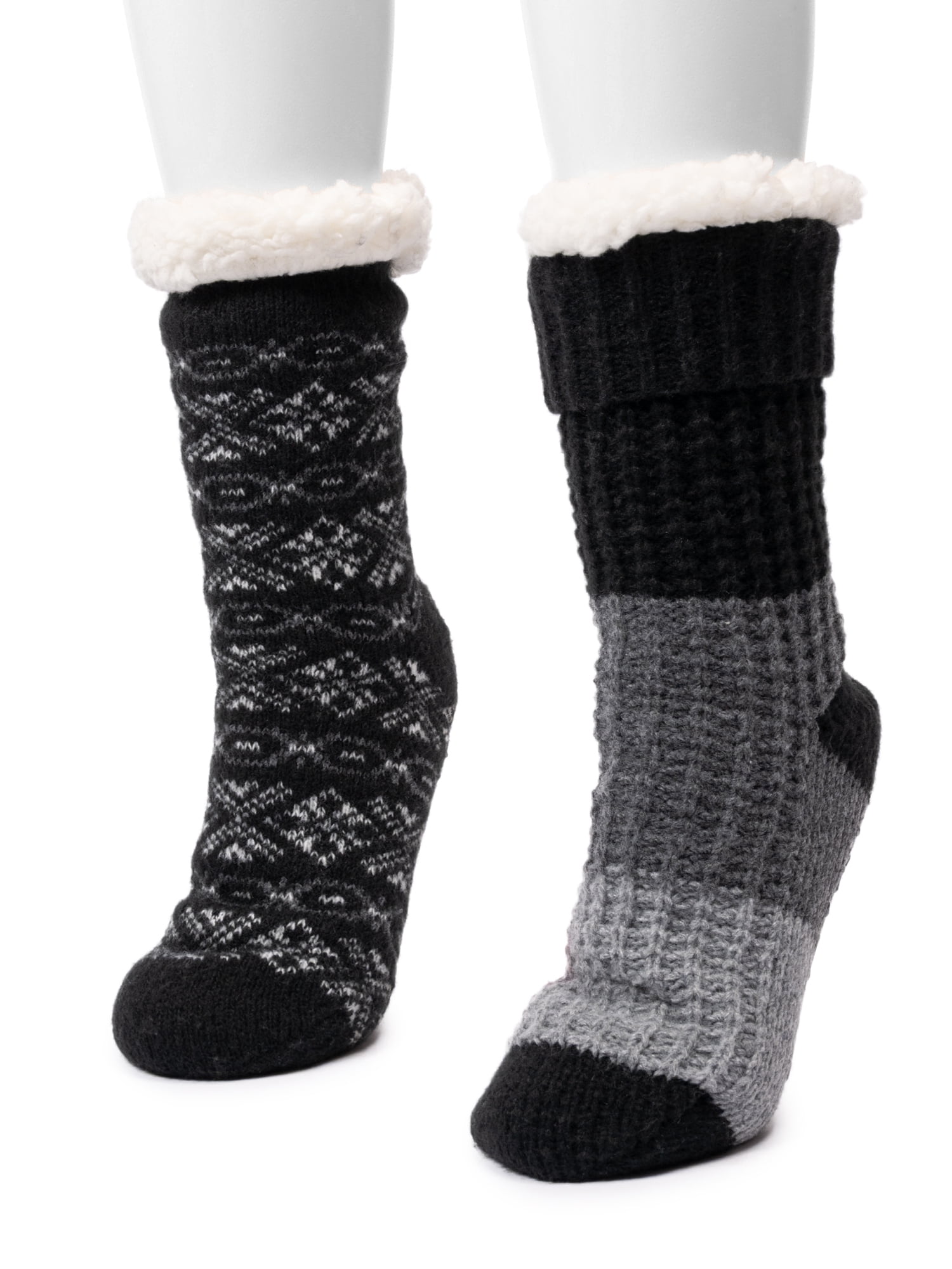 MUK LUKS Women's Tall Cabin Socks, One Size Fits Most, 2-Pack