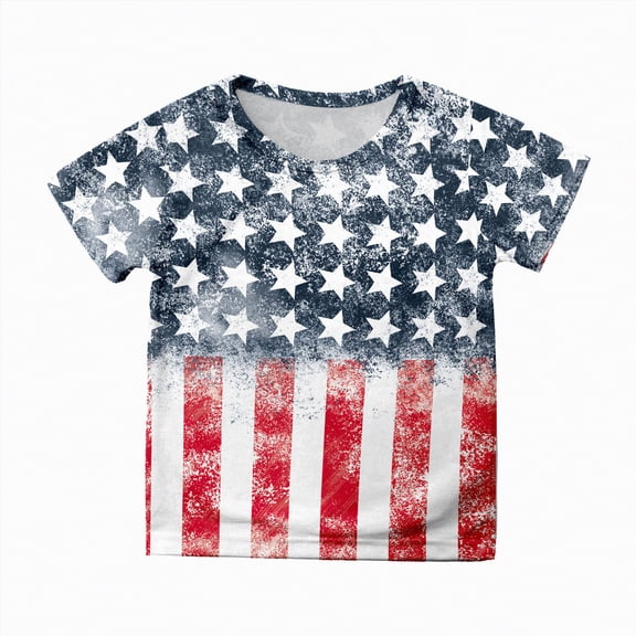 Ccpelsie Toddler Boy Girl American Flag Outfit 4th of July Shirts USA Patriotic T-Shirt Independence Day Clothes(Light Blue,8-9 Years)