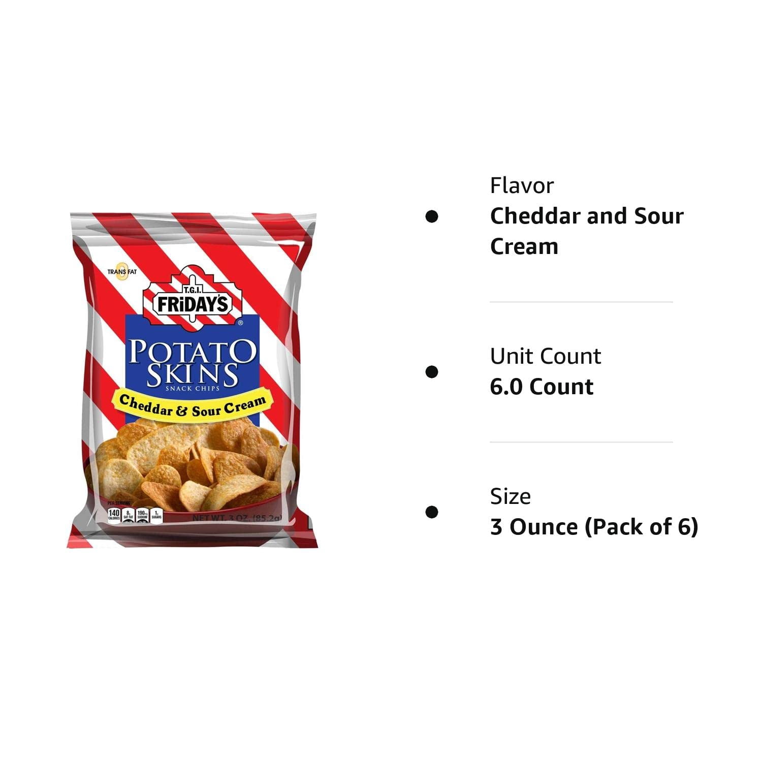 TGI Friday's, Potato Skins Snack Chips, Cheddar & Sour Cream, 3.0 oz. (6 Count)