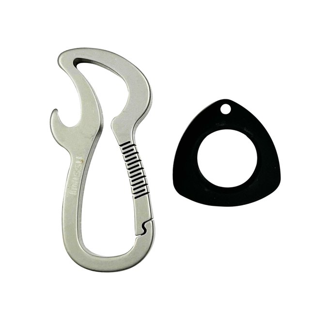 Mousqueton Porte-Clés Anti-Perte en Acier Inoxydable, Outil Ménager Multifonctionnel avec Ouvre-Bouteille + Étui de Protection Air Tag