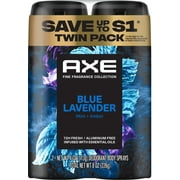 Axe Fine Fragrance Men's Deodorant Spray Blue Lavender Essential Oils Aluminum Free, 4 oz Twin Pack