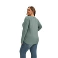 thumbnail image 2 of TEMOFON Womens Plus Size Tops Eyelet Blouses Crewneck Button Design Long Sleeve 2025 Fall Casual Shirt, 2 of 7