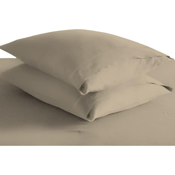 Pizuna 400 Thread Count CottonEnvelopePillowCases QueenSize 2 Pack Simply Taupe, 100 Long
