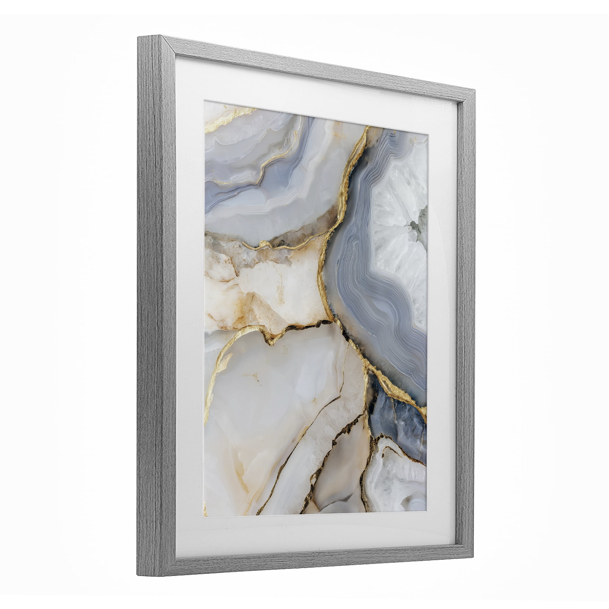 Stupell Industries White And Gray Geode Gray Framed Print Under Glass, design by Svetlana Aleynikova