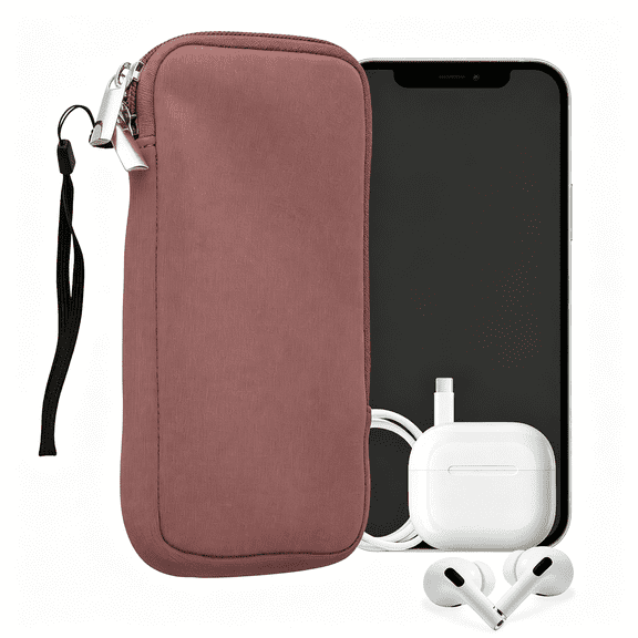 HBMYN Universal Phone Pouch Size Xxl - 7" - Neoprene Smartphone Pouch with Zip - Water-Repellent Mobile Phone Case - Sleeve Phone Pouch in Dark Rose