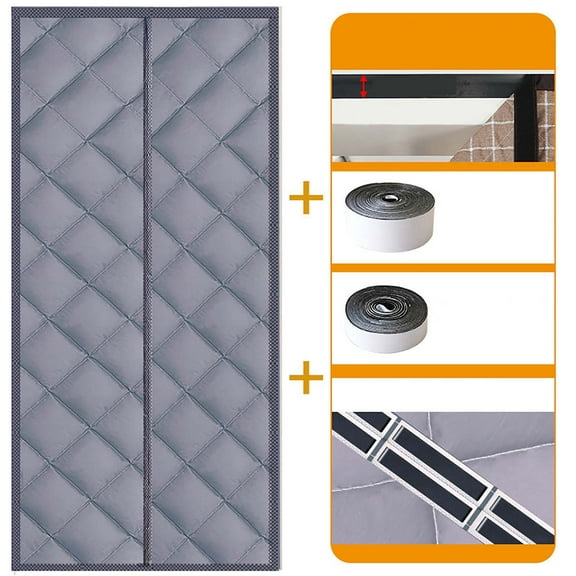 Thermal Insulation Cover Blanket, Size 75" x 32", Upgraded Oxford Cloth Filled with Thicken Cotton, Insulated Door Curtain for Winter/French/Patio/Sliding Glass Doors, Grey