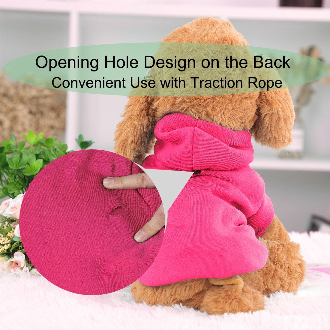 Unique Bargains Dog Winter/Spring/Fall Sweatshirt Hoody Pet Clothes Warm Coat Fuchsia Red