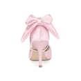 thumbnail image 2 of BLISSFUL STEP Women's Shoes Satin High Heel Pumps Bow Decor Pointed Toe Slip-On Shoes Pink 6, 2 of 7