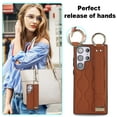 thumbnail image 6 of Allytechgroup Galaxy S24 Ultra Case with Keychain, Luxury Girly PU Leather Back Cover Bracket Stand Shockproof Bumper Drop Proof Phone Case Cover for Samsung Galaxy S24 Ultra, Brown, 6 of 8
