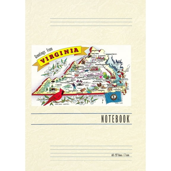 Vintage Lined Notebook Greetings from Virginia, (Paperback)