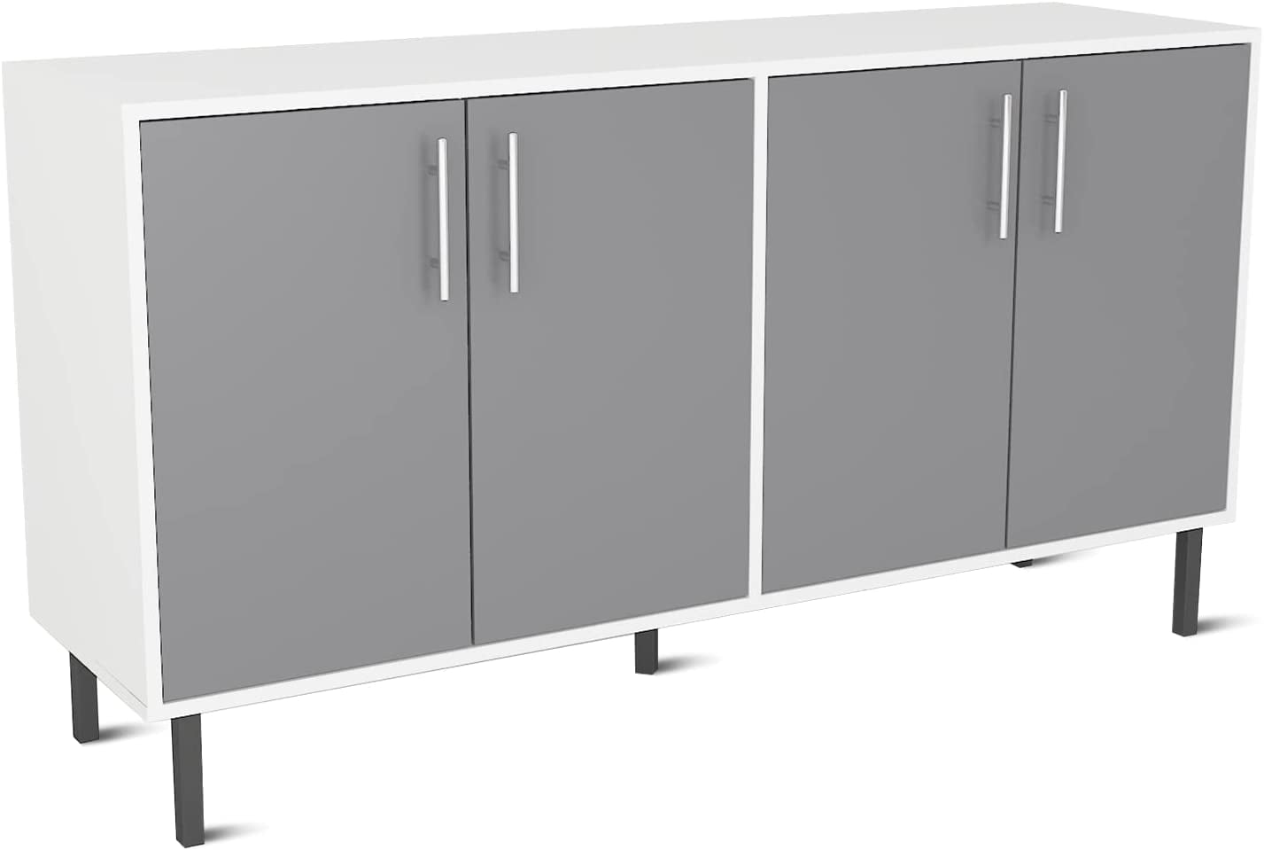 EconoHome Grey Buffet for Living Room, Wooden Storage Sideboard with 4 Doors, This