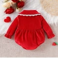 thumbnail image 4 of Lenpel Newborn Infant Velvet Bodysuits Unisex Baby Boy Girl Long Sleeve Half Button Collared Christmas Rompers Fall Winter Outfits(Red,12-18 Months), 4 of 7
