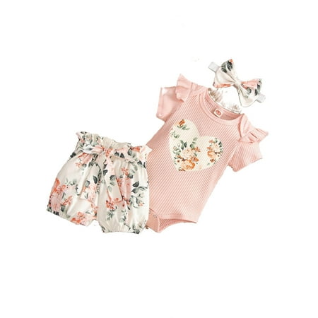

Cute Heart print Round Neck Short Sleeve Multicolor Baby Sets (Baby s)