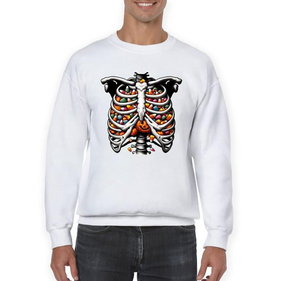 Candy Corn Skeleton Ribcage Halloween Graphic - Men's Sweatshirt