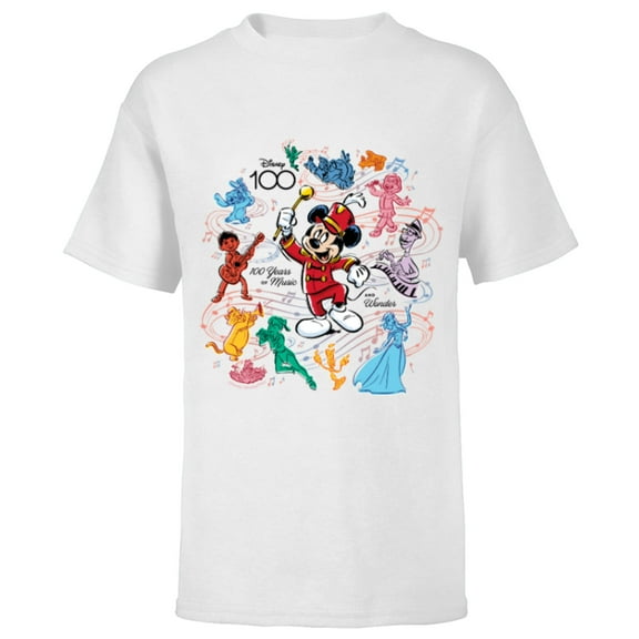 Disney 100 Years of Music and Wonder Mickey Color Fill D100 - Short Sleeve T-Shirt for Kids - Customized-White
