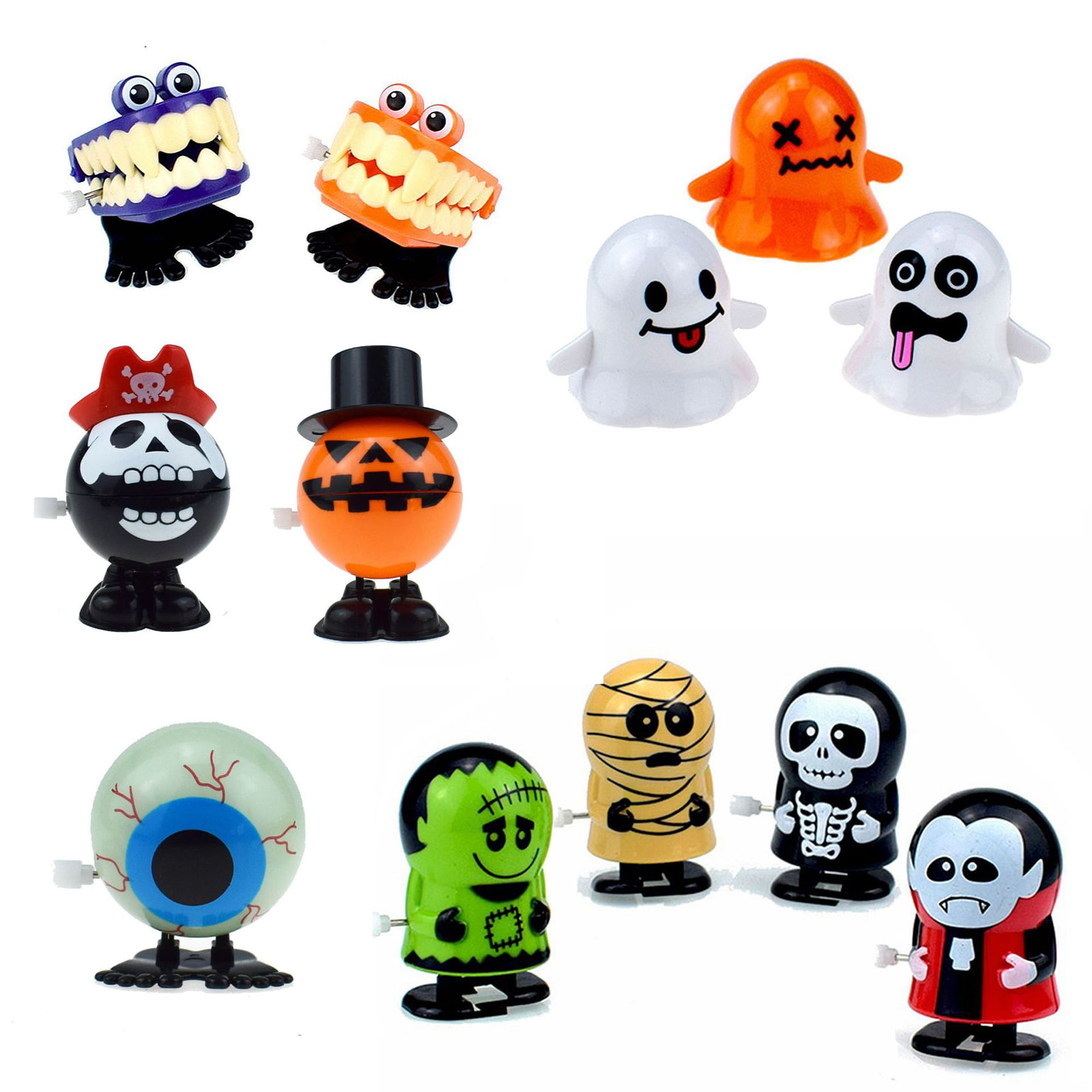 3pcs Halloween Wind up Toys Glow-in-the-dark Skull Clockwork Toy Horror Theme 