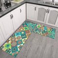 thumbnail image 3 of Bohemian Green Geometric Design Kitchen Rugs and Mats Sets Of 2, Funny Kitchen Decoration Rubber Backing Non-Slip Absorbent Mats for Sink Waterproof Runner Rug for Laundry Room 17x30+17x48inch, 3 of 7