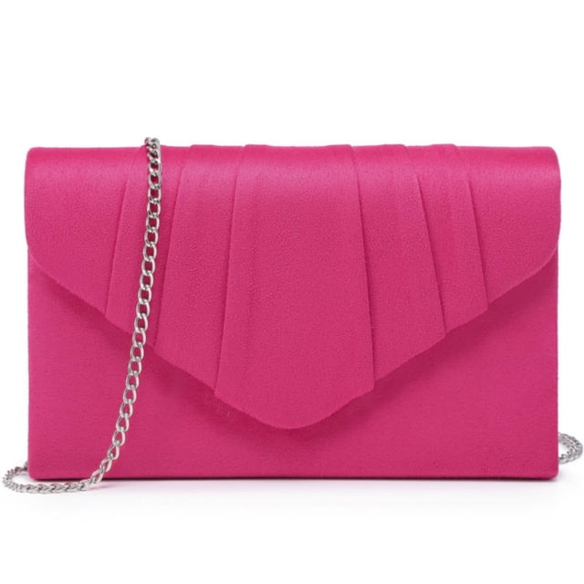 Bolso de noche Dasein con sobre plisado aterciopelado, color rosa