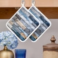 thumbnail image 2 of Blue Wooden Grain Pot Holders for Kitchen Heatproof Potholder, 2 Pack Farmhouse Country Abstract Art Hot Pads Multipurpose Oven Pads Cloth Potholders Trivet for Cooking and Baking, 2 of 8