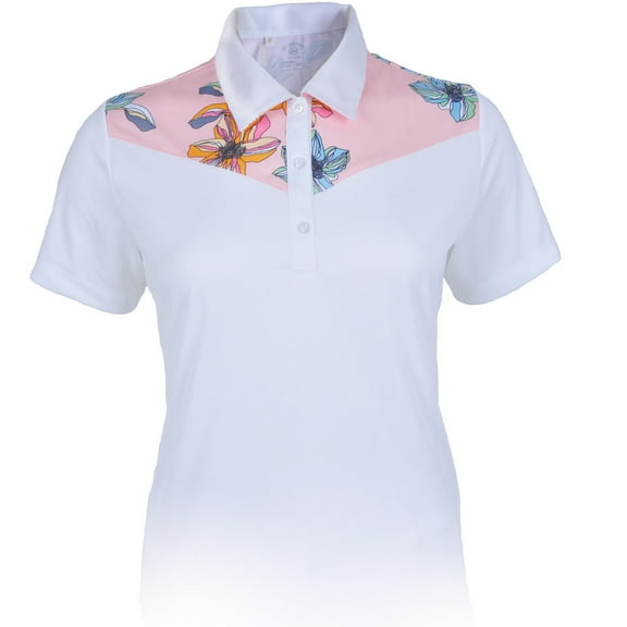 Monterey Club Women's Peony Print Contrast Golf Polo Shirt #2333