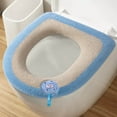 thumbnail image 4 of Plush Toilet Seat Cover with Handle Soft Warm Pad for Round Elongated Bowls - Easy Install Bathroom Mat(Blue), 4 of 5