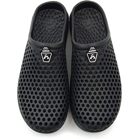 

Wish Men s and women s garden hole shoes slippers（Black） S3273