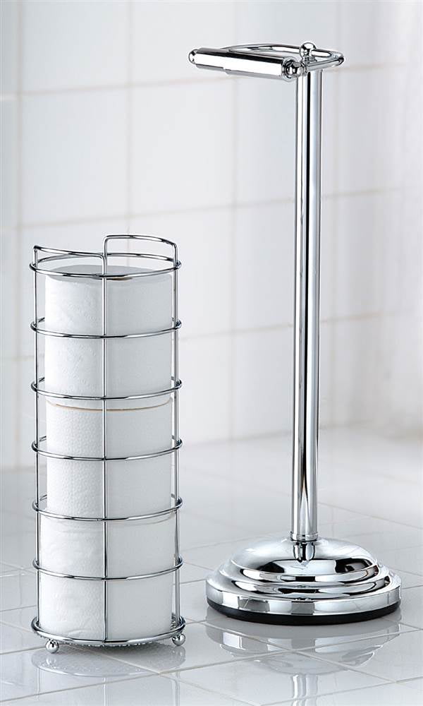 Duet Set Pedistal and Wire Spare Toilet Tissue Holder