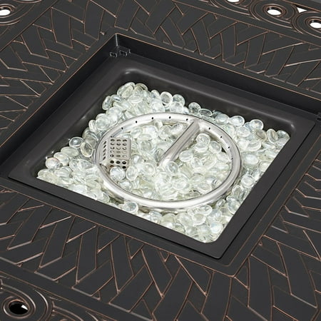 Fire Sense - Cartney Square Aluminum LPG Fire Pit - Antique Bronze