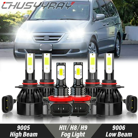 For Honda Odyssey 2005 2006 2007 2008 2009 2010 - LED Headlight   Fog Light Bulbs Kit 6000K White 6x
