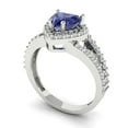 thumbnail image 2 of Halo Engagement Ring for Women - 1.49ct Simulated Tanzanite in 14K White Gold Promise Ring, 2 of 6