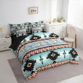 thumbnail image 3 of Feelyou Tribal Aztec Adult Twin Bedding Sets 7-Piece, Grey Cyan Triangle Geometric Bedding Comforter Set, Hippie Sheep Skeleton Reversible Sheet Sets, Luxury Bedroom Decor, 3 of 7