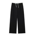 thumbnail image 1 of Timegard Lounge Pants for Women Ruched Straight Leg Elastic Waist Loose Trousers with Pockets Fall, 1 of 5