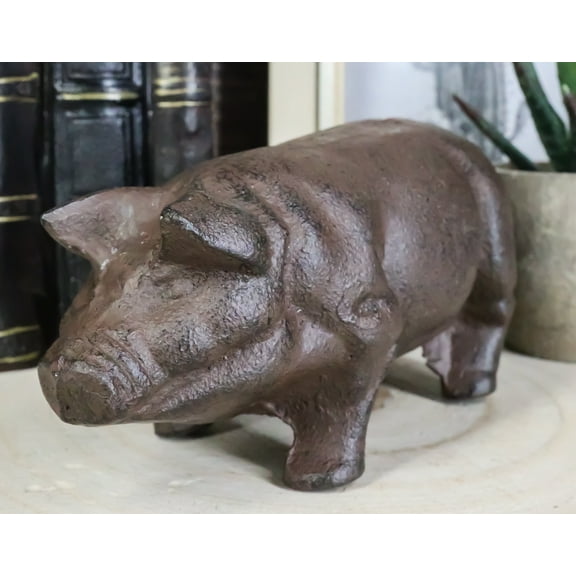 Cast Iron Country Rustic Farmhouse Swine Pig Bacon Decor Paperweight Figurine