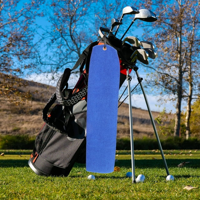 OULII Serviette de Golf Portable Extérieure Balle Bleue Microfibre 23.6x15.7 Po 1Pcs