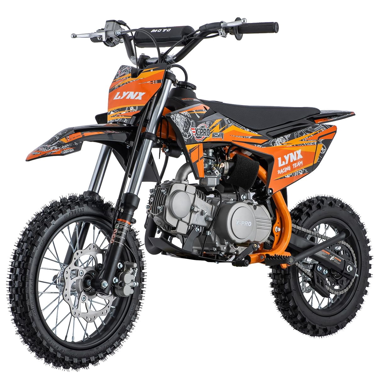 X-Pro Brand New 125cc Gas Pit Dirt Bike with 4-Speed Manual Transmission, Kick Start, 14"/12" Tires!