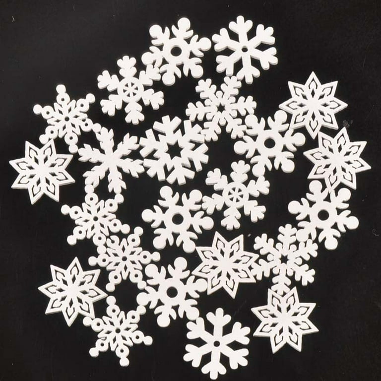 50pcs DIY Wooden Snowflakes Unfinished Wood Ornaments Cutouts Christmas  Wood Snowflake for Christmas Decoration Christmas Tree Hanging  Embellishments 