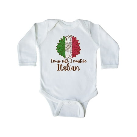 

Inktastic I m So Cute I Must be Itlian Sunflower Gift Baby Boy or Baby Girl Long Sleeve Bodysuit