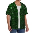 thumbnail image 2 of Fotbe Green Sparkling Camisa Estampada de Manga Corta para Hombre, Casual de Verano, Estilo Playero, Sin Arrugas-Medium, 2 of 5