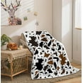 thumbnail image 2 of Cow Print Throw Blanket, Super Soft Flannel Cozy Cow Blankets for Adults, Lightweight Fuzzy Cow Blankets for Couch Sofa Bed Office, Throw Size Warm Plush Blankets for All Season 60"x50", Black Brown, 2 of 6